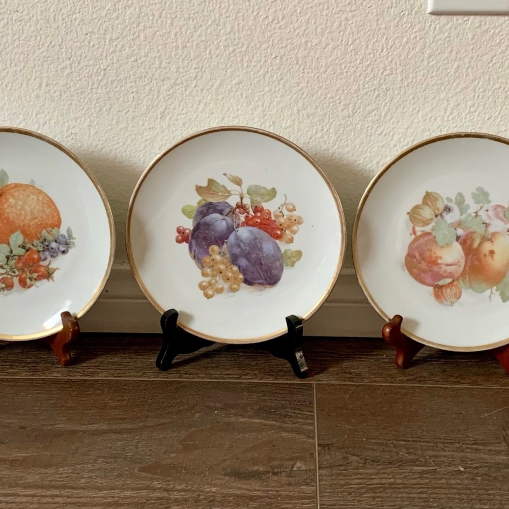 Vintage Bavaria 7.5" Salad Plate Fruit Gold Edge Schumann Arzberg Germany  5